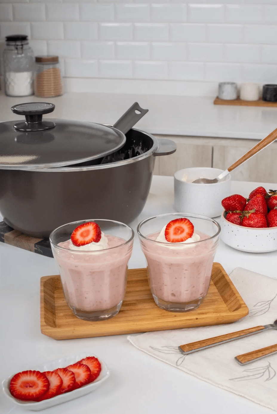 Arroz con leche de frutilla