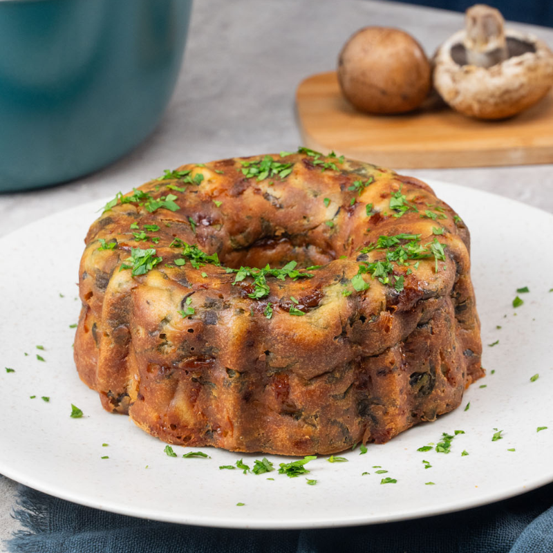 Pastel de espinaca y hongos