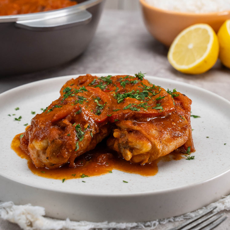 Pollo con salsa picante